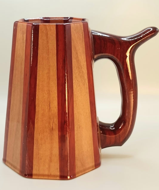 24 oz Mug - Maple with Paduk stripes & Paduk handle